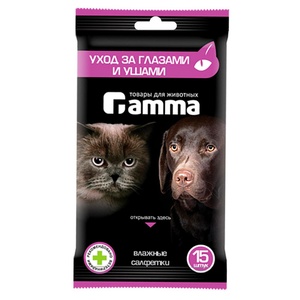 ГАММА салфетки влажные д/животных  д/глаз и ушей