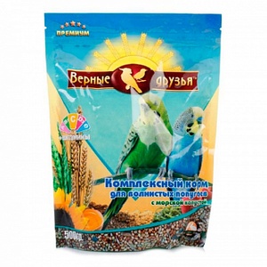 ВЕРНЫЕ ДРУЗЬЯ корм д/попугаев (500 г) волнист/морская капуста (м/у)  (1*10)