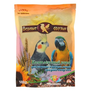 ВЕРНЫЕ ДРУЗЬЯ корм д/попугаев (500 г) средних и карелл (м/у) (1*10)