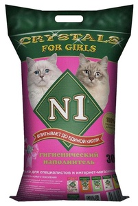 НАПОЛНИТЕЛЬ №1 Кристалс д/кошек (30 л) For Girls силикагель (розовый)
