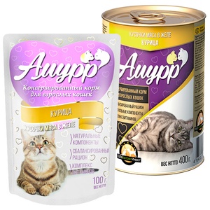 АМУРР корм д/кошек пауч (100 г) желе/курица (1*24)