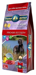 ВЕРНЫЕ ДРУЗЬЯ корм д/собак сух (15 кг) д/взрос Круп пород/Мясное ассорти