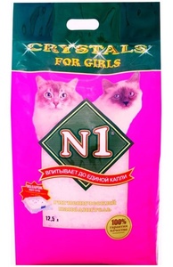 НАПОЛНИТЕЛЬ №1 Кристалс д/кошек (12,5 л) For Girls силикагель (розовый)
