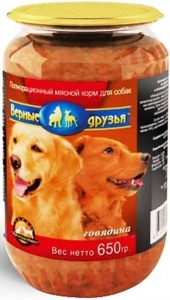ВЕРНЫЕ ДРУЗЬЯ корм д/собак конс (650 г) говядина/паштет ст/банка (1*8)