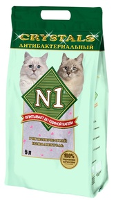 НАПОЛНИТЕЛЬ №1 Кристал д/кошек (5 л) силикагель/антибактериальный (1*8)