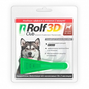 РОЛЬФ КЛУБ 3D Капли от клещей и блох д/собак 20-40 кг