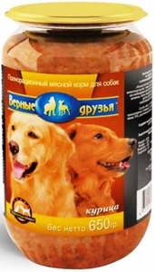 ВЕРНЫЕ ДРУЗЬЯ корм д/собак конс (650 г) курица/паштет ст/банка (1*8)
