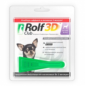 РОЛЬФ КЛУБ 3D Капли от клещей и блох д/собак до 4 кг