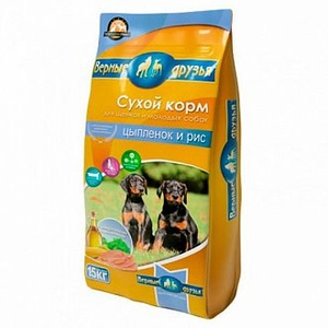 ВЕРНЫЕ ДРУЗЬЯ корм д/щенков/молод собак сух (15 кг) цыпленок/рис
