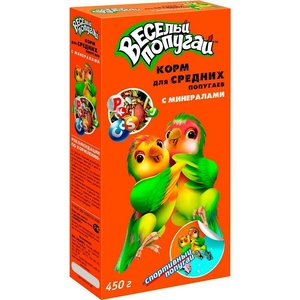 ВЕСЕЛЫЙ ПОПУГАЙ корм д/попугаев средних (450 г) минерал (1*18)