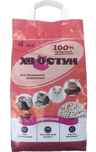 ХВОСТУН наполнитель (4 кг) древесный (1*4)