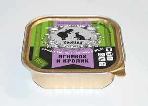 ЗООРИНГ корм д/кошек конс (100 гр) желе/ягненок/кролик