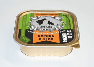ЗООРИНГ корм д/кошек конс (100 гр) желе/ курица/утка