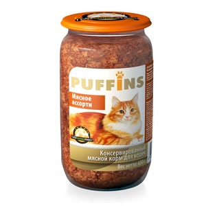 ПУФФИНС корм д/кошек (650 г) мясное ассорти/паштет ст/банка (1*8)