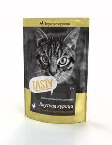 ТЭЙСТИ корм д/кошек пауч (85 г) желе/курица (1*25) апф