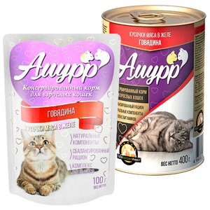 АМУРР корм д/кошек конс (400 г) желе/говядина (1*20)