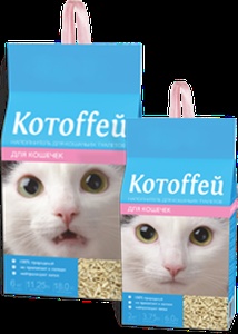 КОТОФФЕЙ наполнитель д/кошек (6 л) древесный (светл гранулы)  (1*6)