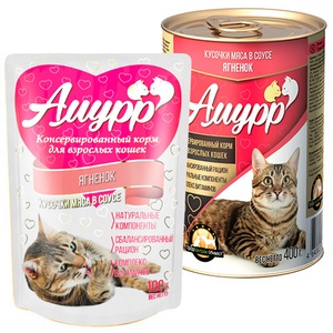 АМУРР корм д/кошек пауч (100 г) соус/ягненок (1*24)