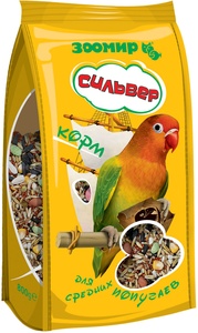 СИЛЬВЕР корм д/средних попугаев (800 г) зоомир
