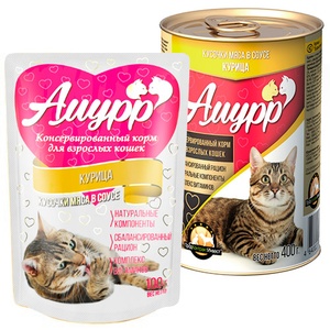 АМУРР корм д/кошек пауч (100 г) соус/курица (1*24)
