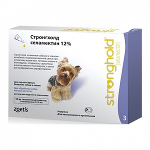 СТРОНГХОЛД 30 капли д/собак (1 пипет) 2,5-5 кг (1*3 пипет)