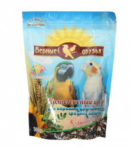 ВЕРНЫЕ ДРУЗЬЯ корм д/попугаев (500 г) волнистых/в период линьки  (м/у)