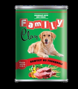 КЛАН Family корм д/собак конс (970 г) паштет/говядина (1*6)
