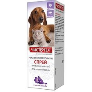 ЧИСТОТЕЛ спрей д/кошек/собак (100 мл) от блох/клещей
