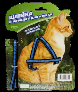 ШЛЕЙКА+ поводок 1,5м  д/кошки стропа 10мм(1428)зооник